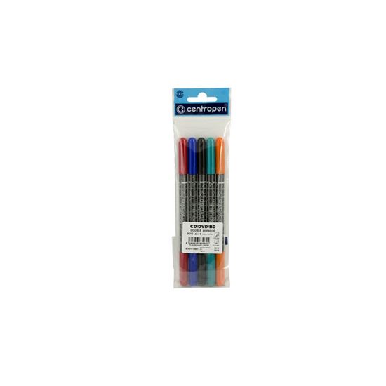 Obrázek z Popisovač Centropen 3616 na CD / DVD / BD permanentní - sada 4 + 1 zdarma