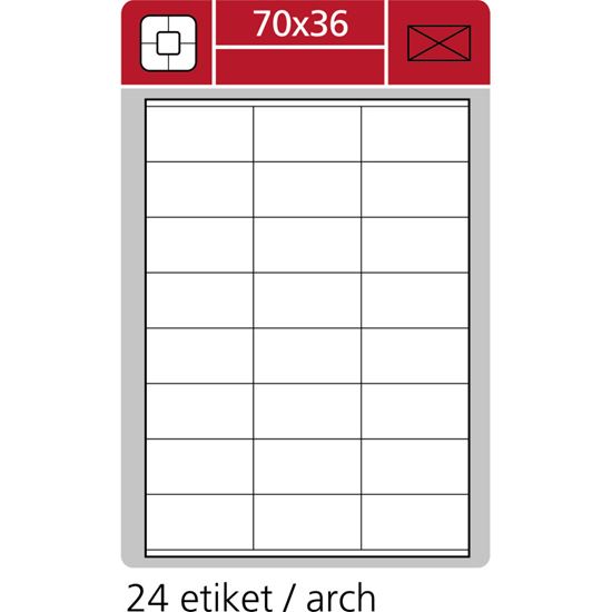 Obrázek z Print etikety A4 PLUS pro laserový a inkoustový tisk - 70 x 36 mm (24 etiket / arch)