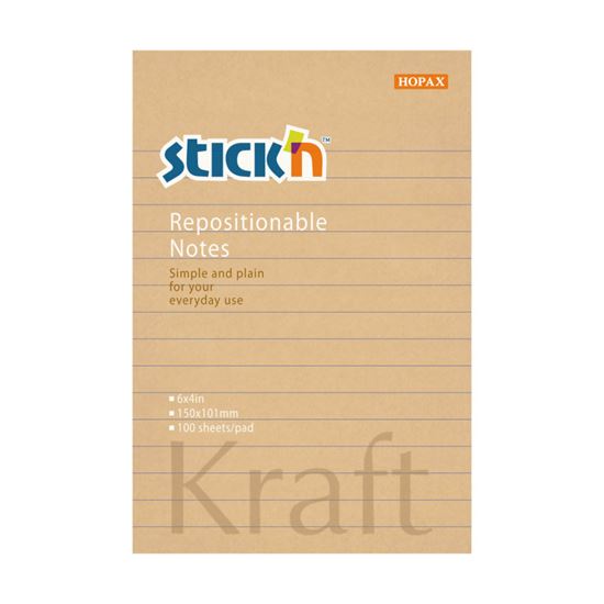 Obrázek z Samolepicí bločky Stick´n by Hopax - 101 mm x 150 mm / linka / 100 lístků / kraft