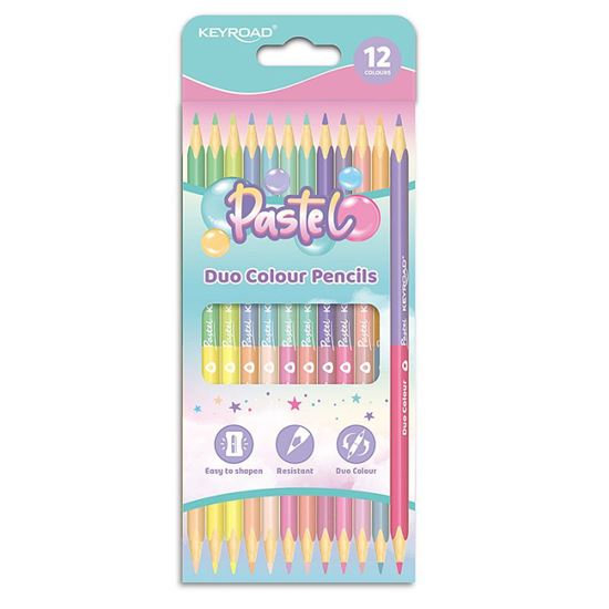 Obrázek z Pastelky KEYROAD Duo Pastel trojhranné - 12 ks