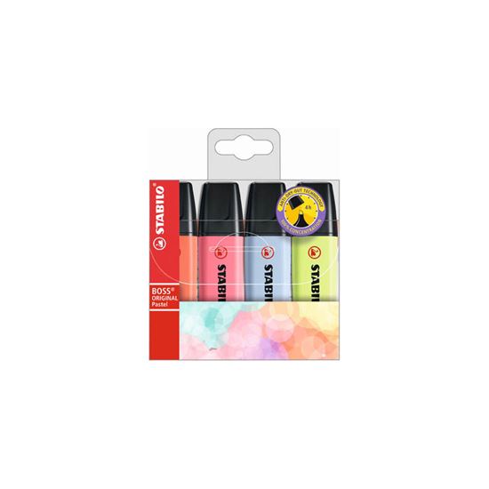 Obrázek z Zvýrazňovač STABILO® BOSS ORIGINAL PASTEL / sada 4 ks NEW
