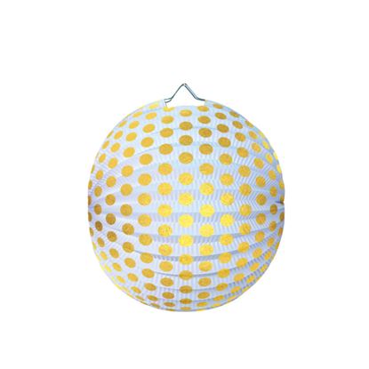 Obrázek Lampion kulatý 25 cm - zlatý puntík