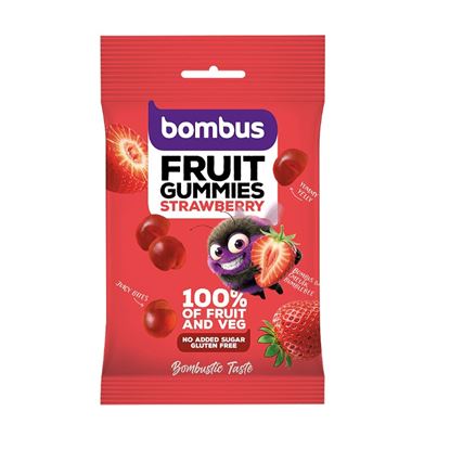 Obrázek Bombus Fruit Energy bonbóny - jahoda gummies / 35g