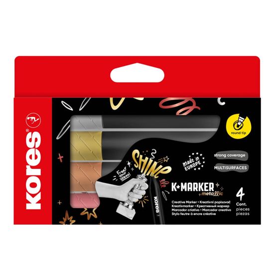 Obrázek z Akrylový popisovač K-marker Metallic - kulatý hrot / sada 4 ks
