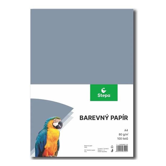 Obrázek z Papír barevný - A4 / 80 g / 100 listů / šedá