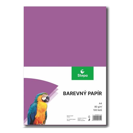 Obrázek z Papír barevný - A4 / 80 g / 100 listů / fialová