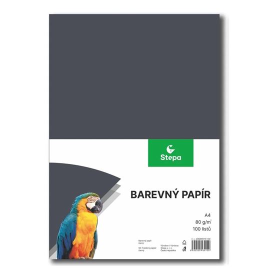Obrázek z Papír barevný - A4 / 80 g / 100 listů / černá