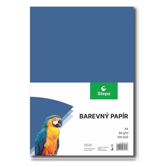 Obrázek z Papír barevný - A4 / 80 g / 100 listů / tm.modrá