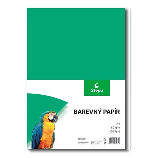 Obrázek z Papír barevný - A4 / 80 g / 100 listů / tm.zelená