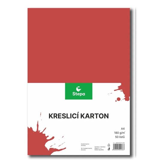Obrázek z Kreslicí karton - A4 / 180 g / 50 listů / červená