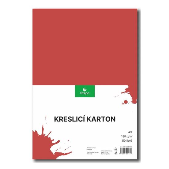 Obrázek z Barevný karton - A3 / 180 g / 50 listů / červená