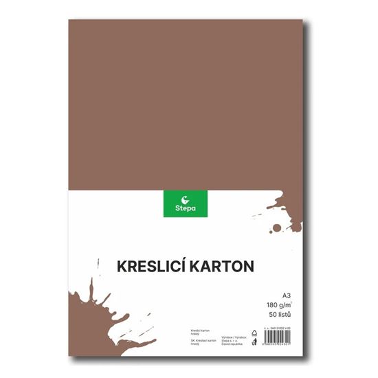 Obrázek z Barevný karton - A3 / 180 g / 50 listů / hnědý