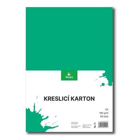 Obrázek z Barevný karton - A3 / 180 g / 50 listů / tm.zelená