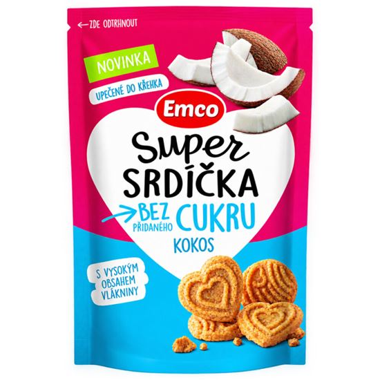 Obrázek z Super Srdíčka Emco pšeničné sušenky - kokos / 140g